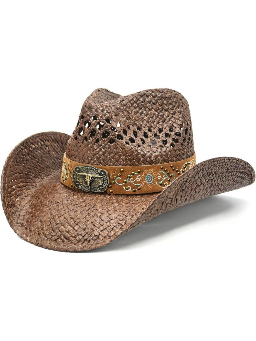 Stylish Straw Teardrop Cowboy Hat for Men & Women - Perfect Sun Protection!